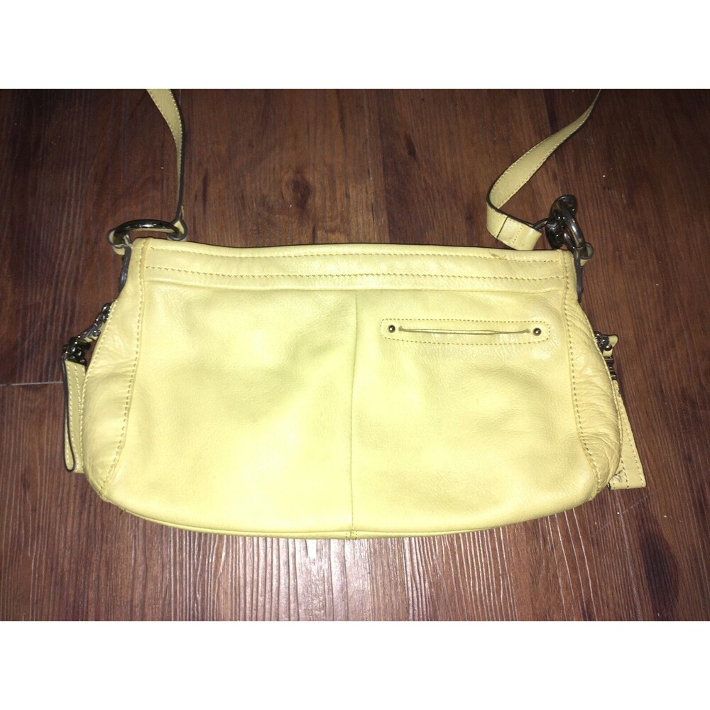 B. Makowsky Yellow Pebbled Leather Hobo Shoulder Bag Purse